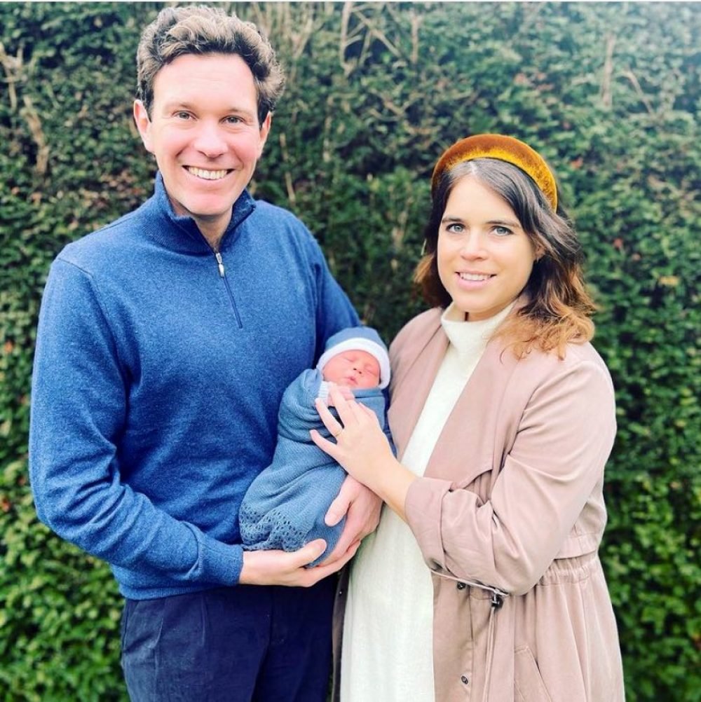 The couple show off their son in photos, and also revealed his name: August Philip Hawke