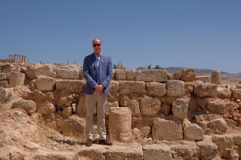 The Duke of Cambridge visits Jerash, standing beside the spot his wife visited as a child (Kensington Royal)