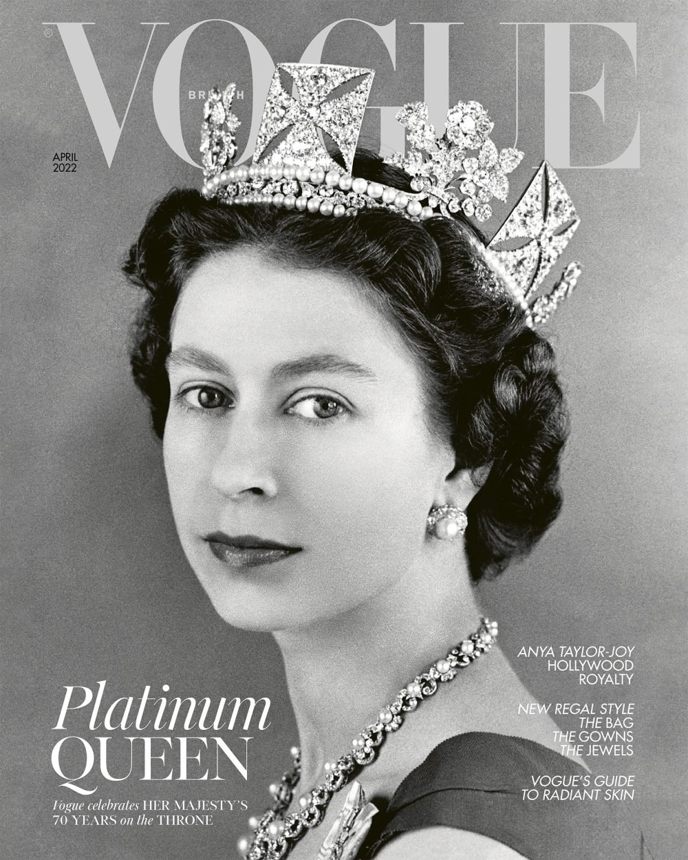 The Queen features on the cover of British Vogue's April edition