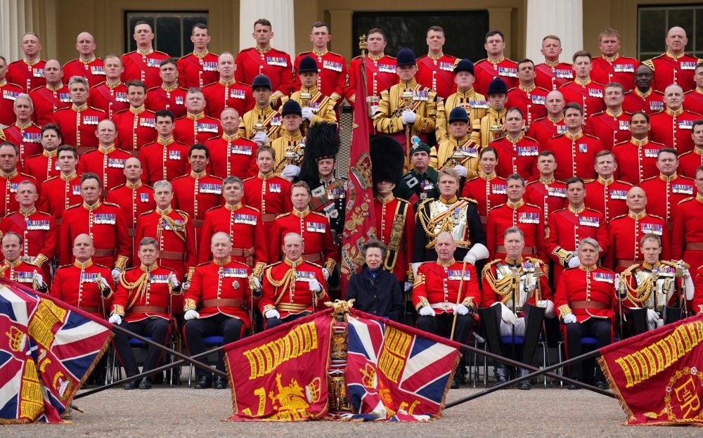 Princess Anne pictured alongside some of the 200 Household Division Officers. (Royal Family).