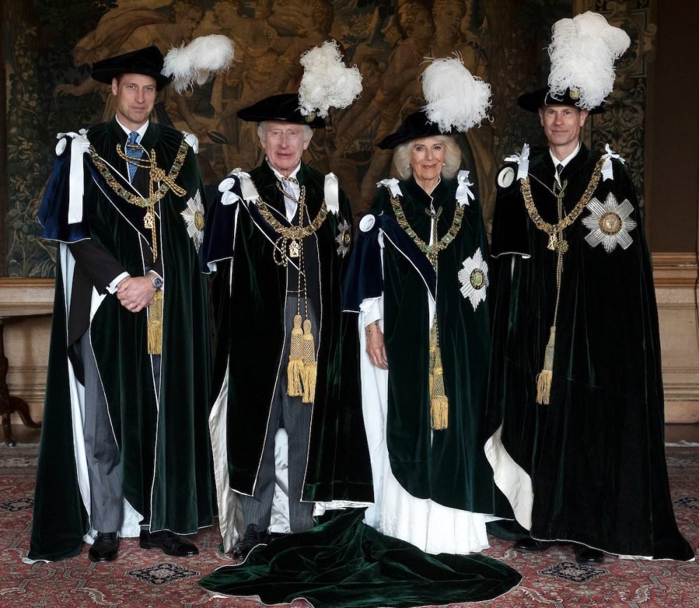 Charles, Camilla, William and Edward on their Thistle robes. (Royal Family).