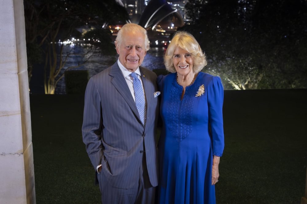Camilla wearing the Wattle Brooch.