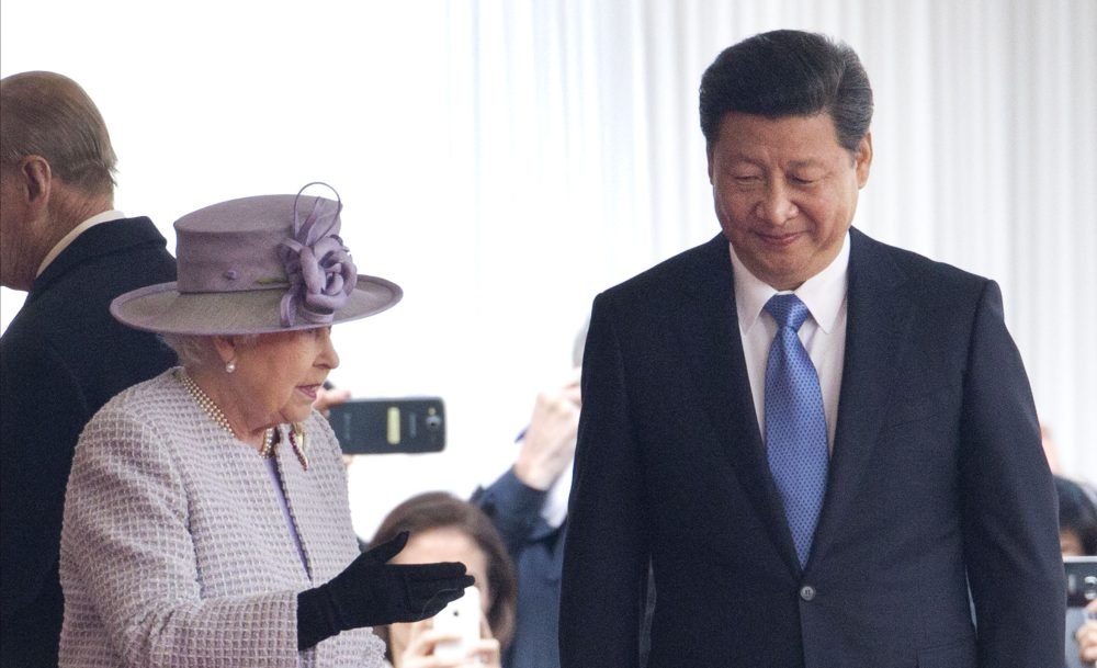 The Queen and the PresidentÊof China Xi Jinping at a Ceremonial Welcome at Horse Guards Parade in London  during his State Visit to the United Kingdom. Picture by Stephen Lock / i-Images