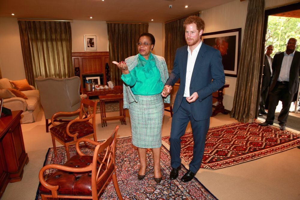 Prince Harry’s Tour of Lesotho and South Africa-Day Six Prince Harry with Graca Machel, the widow of Nelson Mandela, at the Nelson Mandela  Centre for Memory.  Picture by  i-Images / POOL.