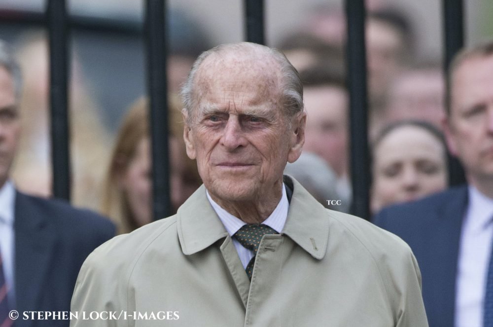 Image licensed to i-Images Picture Agency. 21/04/2016. Windsor, United Kingdom. The Duchess of Cornwall and the Duke of Edinburgh watch The Queen lite a beacon outside Windsor Castle as she celebrates her 90th birthday  .  Picture by Stephen Lock / i-Images
