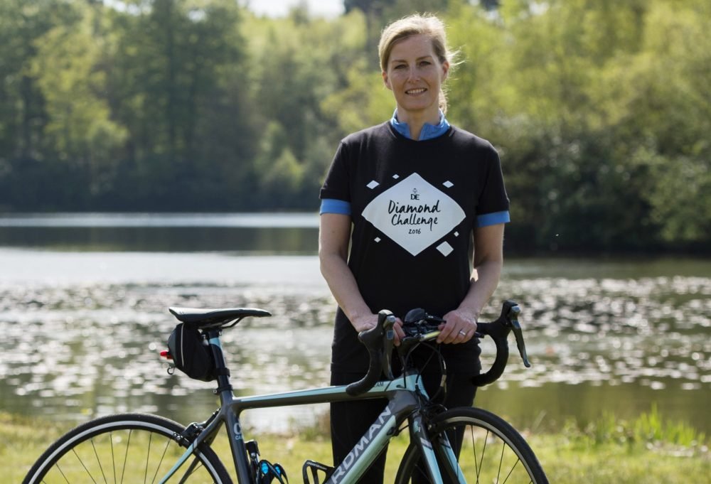 Sophie, Countess of Wessex in training for her 445 mile cycle ride from Holyroodhouse to Buckingham Palace in September. Picture by ROTA  / i-Images