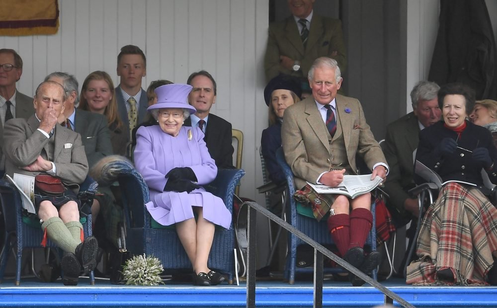 The Queen, joined by Prince Philip, Prince Charles, and ,Princess Anne at The Braemar Gathering in the Scottish Highlands. Picture by Andrew Parsons / i-Images