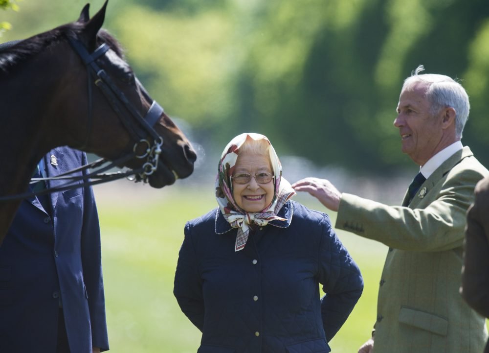The Queen smiles as she inspects her horses  at the Royal Windsor Horse Show 2017 at Windsor Castle. Picture by Ben Stevens / i-Images