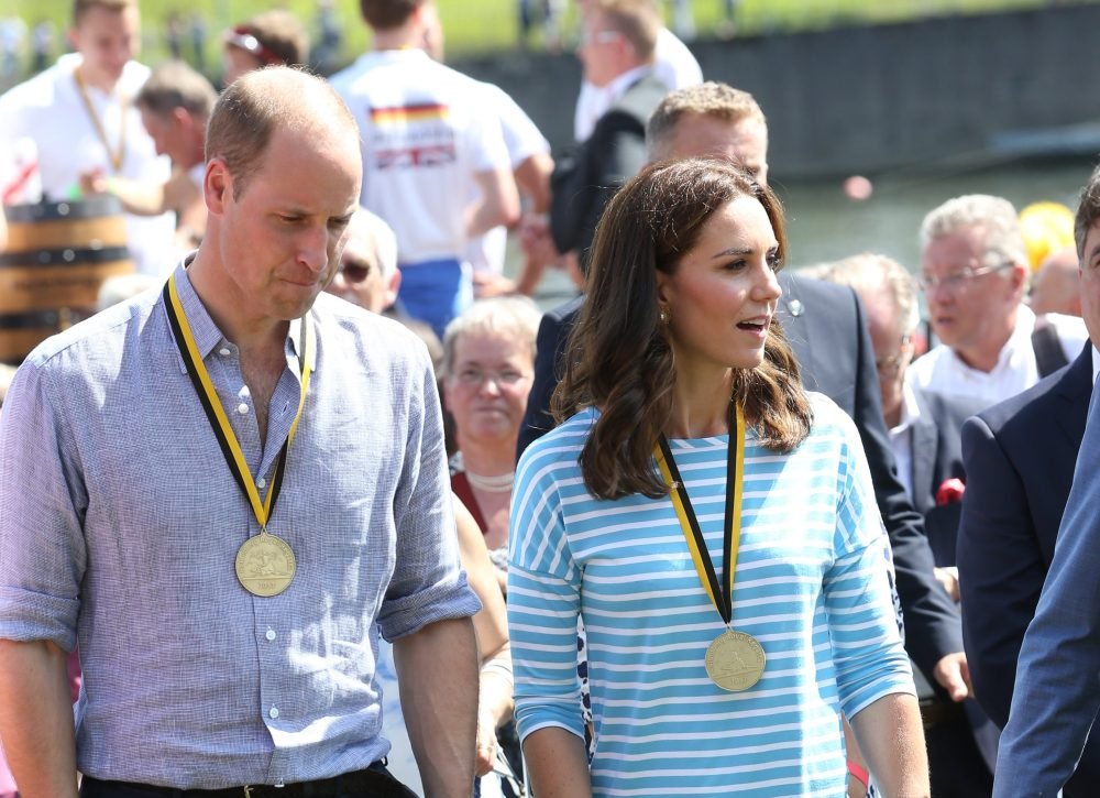 The Duke and Duchess of Cambridge with their medals for a rowing race  in Heidelberg. Picture by Stephen Lock / i-Images