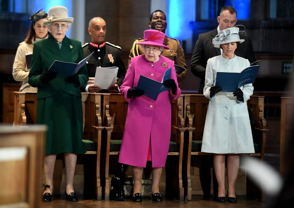The Queen attends  Scripture Union's 150th Anniversary Service at St Mary's Church in London. Picture by  i-Images / Pool
