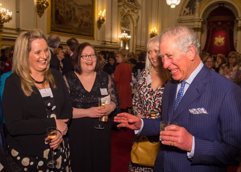 The Prince of Wales meets Royal College of Nursing Nurse of the Year Melanie Davies (left) at a reception to celebrate frontline nursing in the UK at Buckingham Palace. Picture by  i-Images / Pool