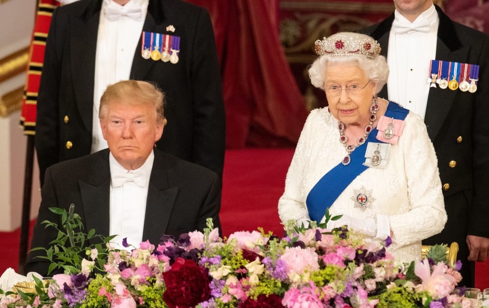 The Queen gives a speech at the State Banquet at Buckingham Palace in London on the first day of the President's State Visit to the UK. Picture by  i-Images / Pool