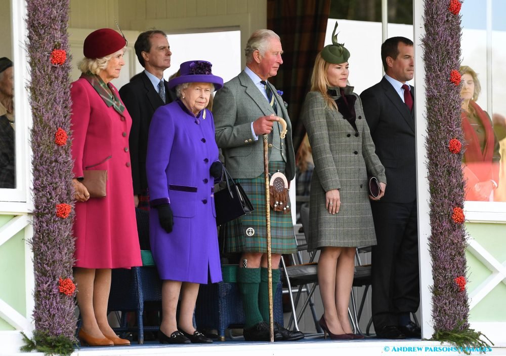 The Queen attends The Braemar Gathering, accompanied by Prince Charles, The Duchess of Cornwall, and Peter and Autumn Phillips. Picture by Andrew Parsons / i-Images