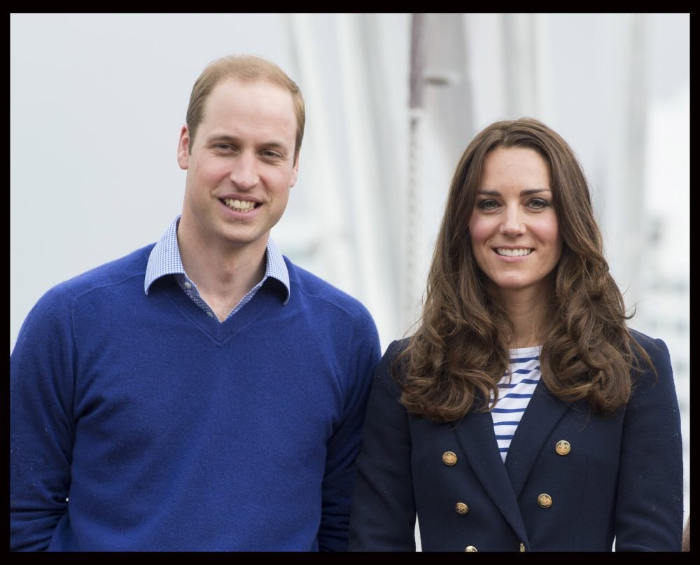 The Duke and Duchess of Cambridge pose for a group picture before  trip around Auckland harbour, New Zealand, Friday, 11th April 2014. Picture by  i-Images