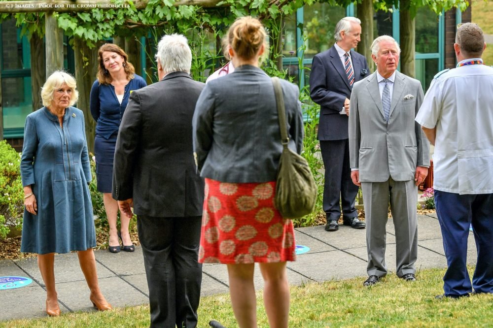 The Prince of Wales and the Duchess of Cornwall meet front line key workers who who have responded to the Coronavirus pandemic during a visit to the Gloucestershire Royal Hospital