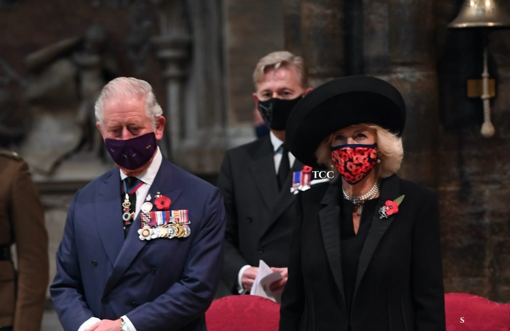 Image Licensed to i-Images Picture Agency. 11/11/2020. London, United Kingdom. Prince Charles, The Prince of Wales and Camilla, The Duchess of Cornwall at a service to mark the centenary of the burial of the Unknown Warrior at Westminster Abbey in London . 
Picture by  i-Images / Pool