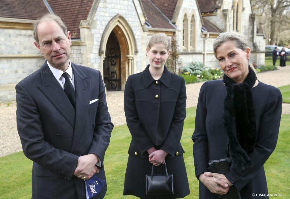 Prince Edward and Sophie, The Earl Countess of Wessex and their daughter Lady Louise Windsor attend a church service at the Royal Chapel of All Saints at Royal Lodge, Windsor, following the death of  Prince Philip in 2021. The Earl issued a statement marking his mother's death.