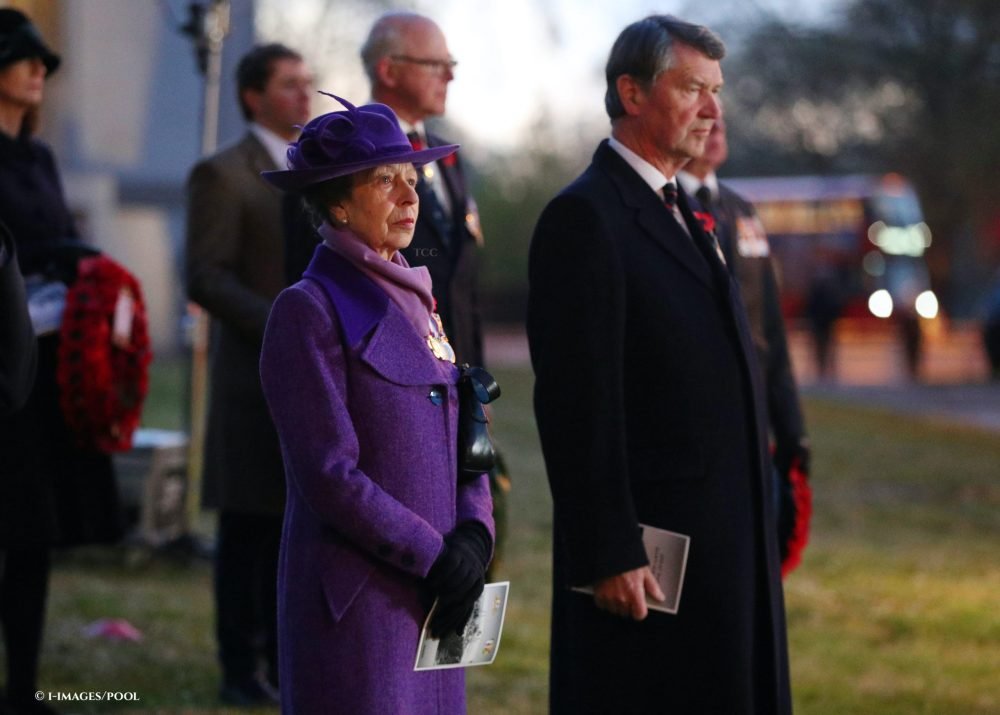 Princess Anne, The Princess Royal and Sir Tim Laurence attend a Dawn Service at the Australian war memorial in London, to commemorate Anzac Day.