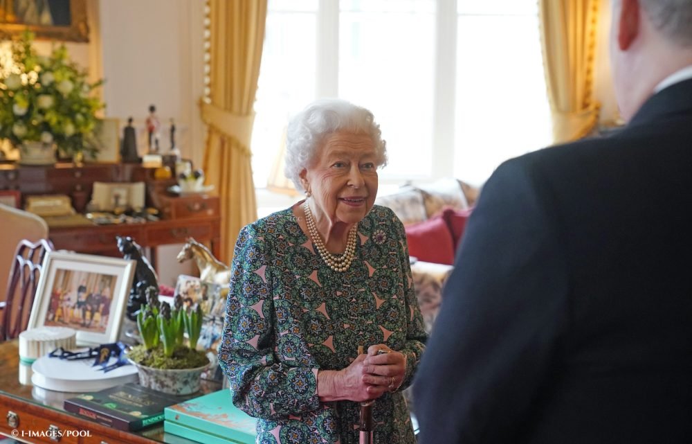 16/02/2022. Windsor, United Kingdom. Queen Elizabeth II during an audience at Windsor Castle where she met the incoming and outgoing Defence Service Secretaries.