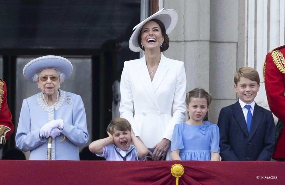 Prince Louis covers his ears during the Trooping flypast