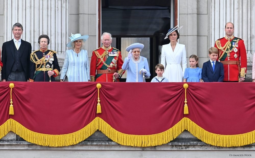 Queen Elizabeth II and members of the Royal Family at Trooping the Colour on day one of the Platinum Jubilee celebrations