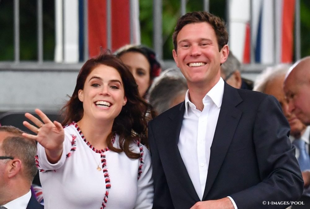 Image Licensed to i-Images Picture Agency. 04/06/2022. London, United Kingdom. Princess Eugenie and husband Jack Brooksbank watch the Platinum Party at the Palace on day three of the Platinum Jubilee celebrations. Picture by i-Images / Pool