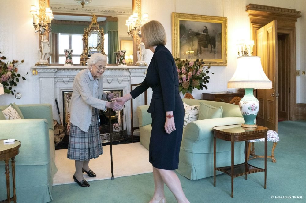 Queen Elizabeth II welcomes Liz Truss, the new British Prime Minister, during an audience at Balmoral, where she invited the newly elected leader of the Conservative party to form a government in September 2022.