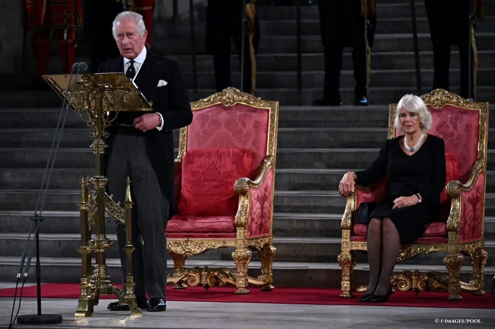 King Charles III addresses the Houses of Parliament for the first time, pledging to follow his mother's example