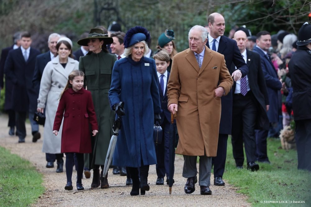 The King and Queen lead members of the Royal Family to the Christmas Day church service at Sandringham