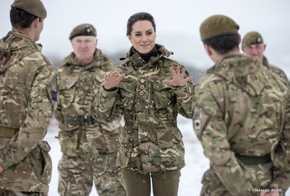 Image Licensed to i-Images Picture Agency. 08/03/2023. Salisbury, United Kingdom. Kate Middleton, the Princess of Wales, during a visit with the 1st Battalion Irish guards on Salisbury Plain, United Kingdom. During the visit she watched  a medical training and casualty exercise. Picture by  i-Images / Pool