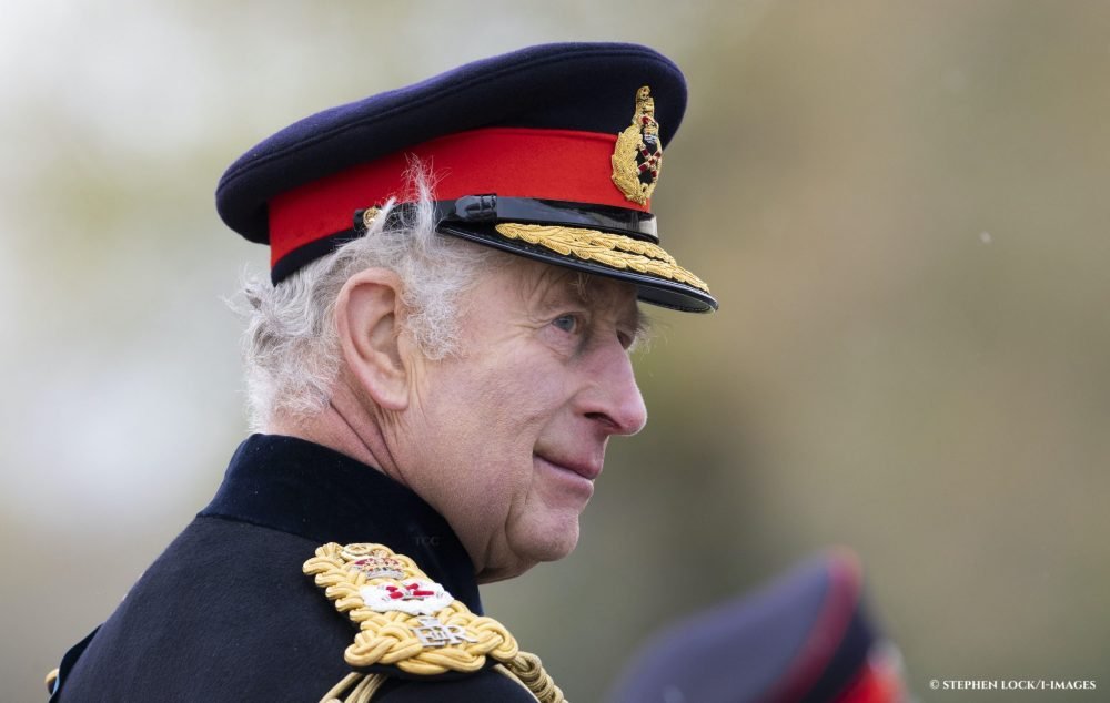 Image Licensed to i-Images Picture Agency. 14/04/2023. Sandhurst , United Kingdom. King Charles III at the 200th Sovereigns Parade at the Royal Military Academy Sandhurst , United Kingdom.  Picture by Stephen Lock / i-Images
