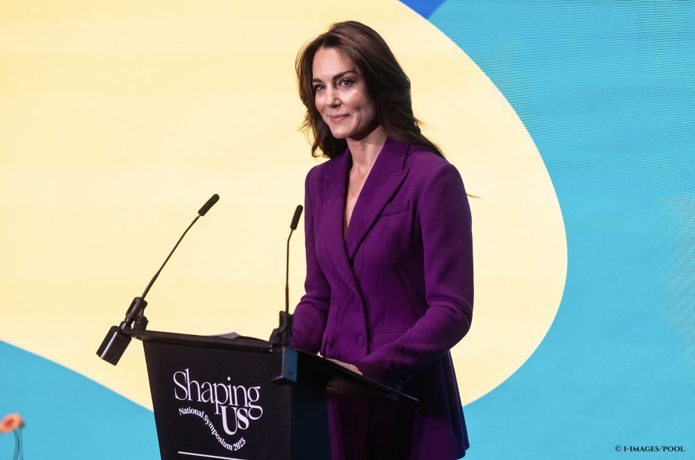 Image Licensed to i-Images Picture Agency. 15/11/2023. London, United Kingdom. Kate Middleton, the Princess of Wales, speaking at the Shaping Us National Symposium in London. Picture by  i-Images / Pool