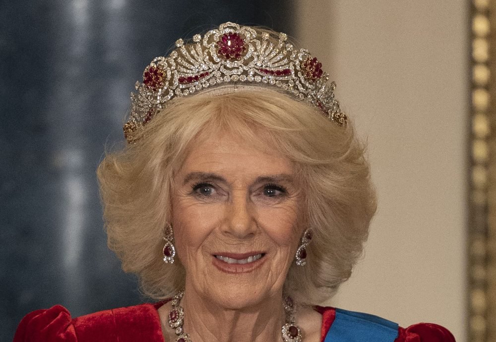 Image Licensed to i-Images Picture Agency. 21/11/2023. London, United Kingdom. King Charles III and Queen Camilla with the President and First Lady of South Korea at a State Banquet at Buckingham Palace in London on the first day of their State Visit to the United Kingdom. Picture  by Stephen Lock / i-Images.