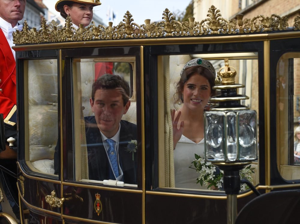 Newlyweds Jack and Princess Eugenie took a carriage ride around Windsor after their nuptials (with thanks to Jamie Harris)