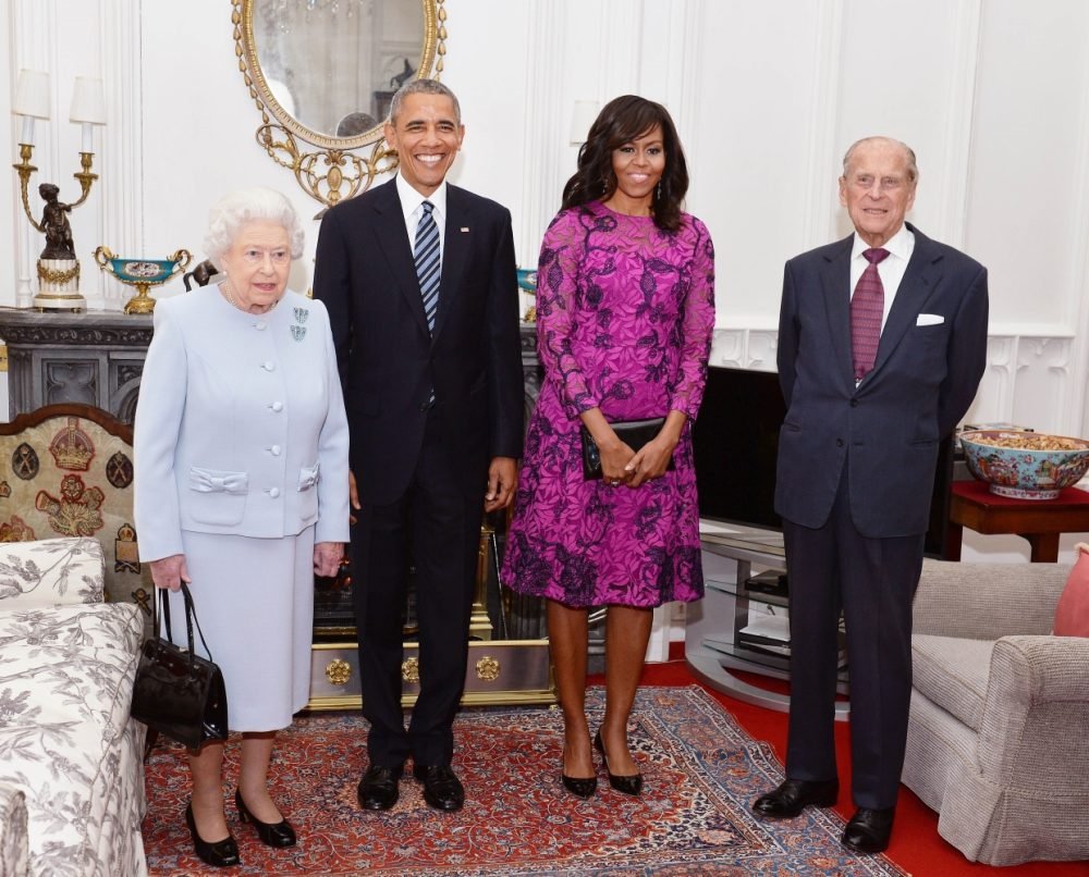 The Queen, Barack and Michelle Obama and The Duke of Edinburgh met for a private lunch at Windsor for The Queen's birthday. I-images
