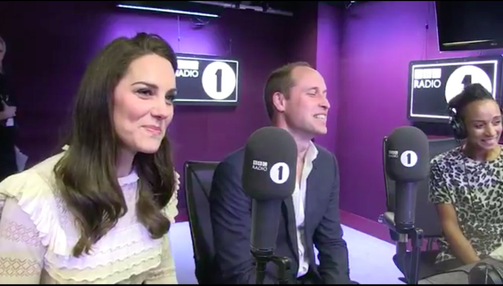 Screen Shot 2017-04-21 at 18.53.52 The Duke and Duchess of Cambridge made a surprise appearance on BBC Radio One today (video still)