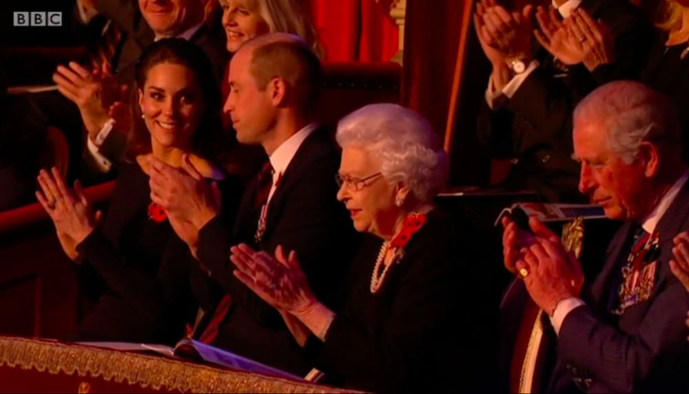 The Duchess of Cambridge enjoys the Festival of Remembrance (BBC still)