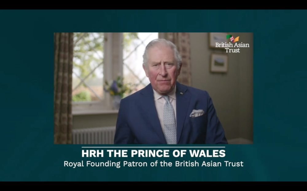 The Prince of Wales opened the British Asian Trust's webinar: 'Covid-19 Vaccine - Facts for the BAME Community'. (IMAGE: British Asian Trust/Youtube).