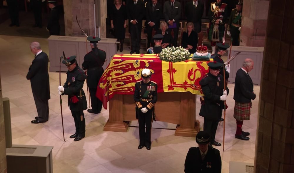 The Queen Consort and Countess of Wessex watched the vigil (Youtube still)