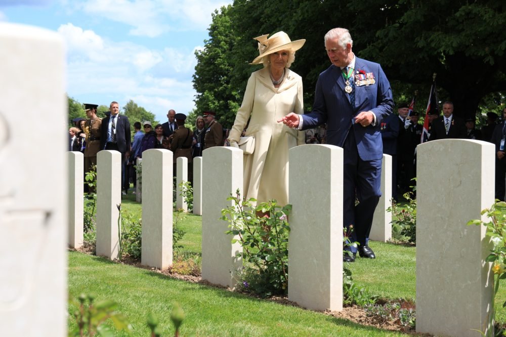 Prince Charles and Camilla, The Duchess of Cornwall, mark 75 years since the d-day landings in Bayeux. (MOD)