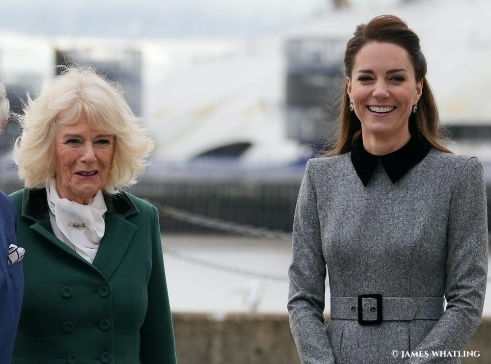 The Prince of Wales, The Duchess of Cornwall and The Duchess of Cambridge visit Trinity Buoy Wharf, a training site for arts and culture in London, UK, on the 3rd February 2022.

Picture by James Whatling