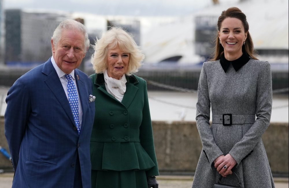 The Prince of Wales, The Duchess of Cornwall and The Duchess of Cambridge visit Trinity Buoy Wharf, a training site for arts and culture in London, UK, on the 3rd February 2022.

Picture by James Whatling