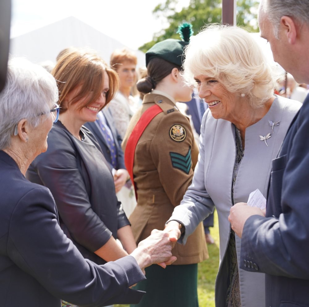 The Duchess of Cornwall meets guests at the Royal Garden Party held at Castle Coole earlier today. Photo by Aaron McCracken