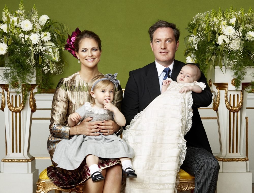 Princess Madeleine and Chris have welcomed their second daughter; they are pictured at Nicolas' christening. Swedish Royal Court