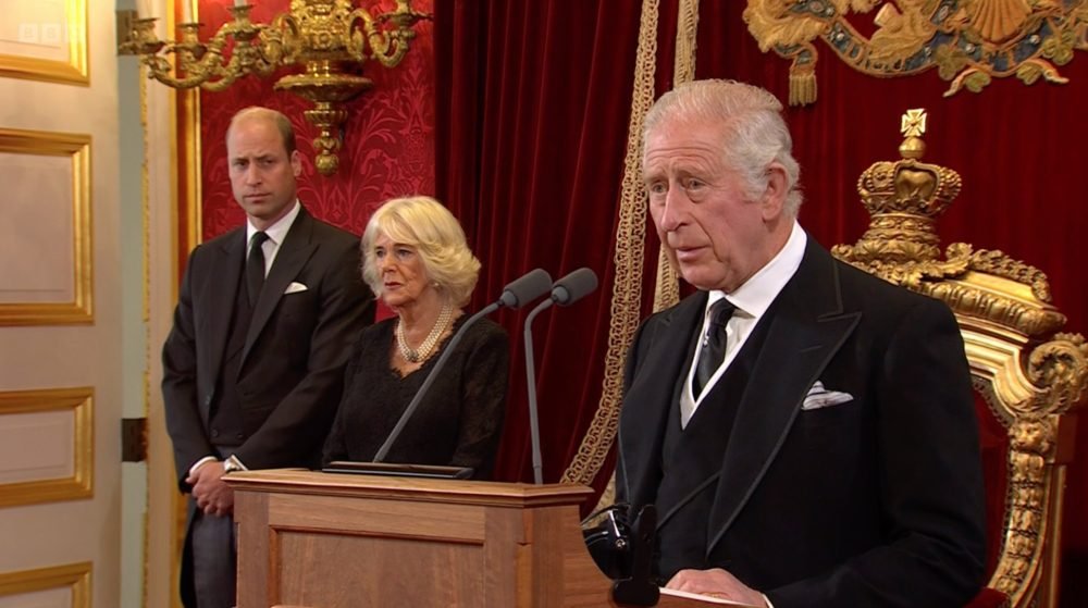 King Charles III addresses his Privy Council at part two of the Accession Council
