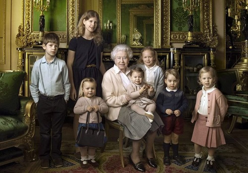 The Queen is joined by her youngest grandchildren and her great-grandchildren in photos by Annie Leibovitz in 2016, to mark her 90th birthday