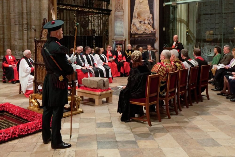 A service was held to mark the arrival of the Stone. (Westminster Abbey).