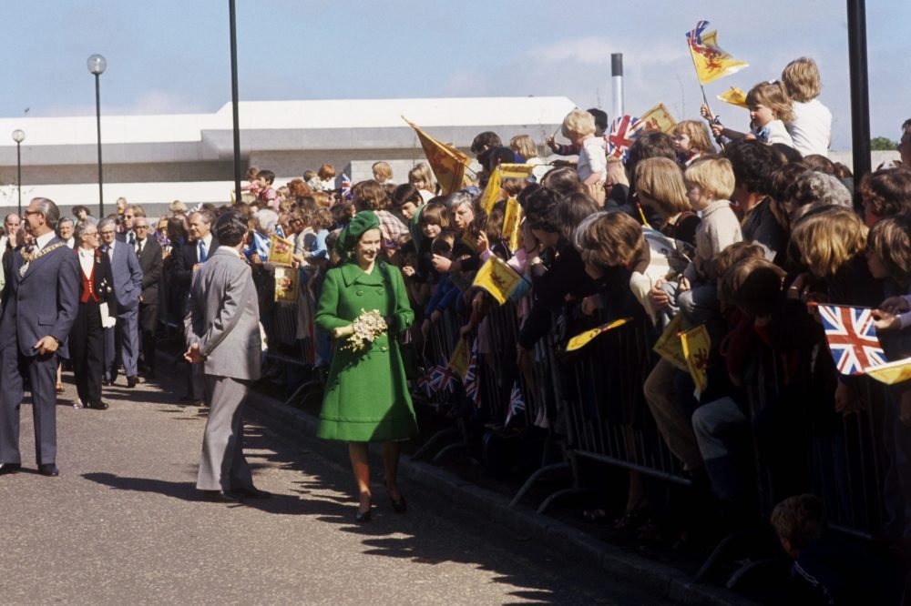The Queen greeted well-wishers during a walk-about in Edinburgh as part of her Silver Jubilee Celebrations. (Royal Family).