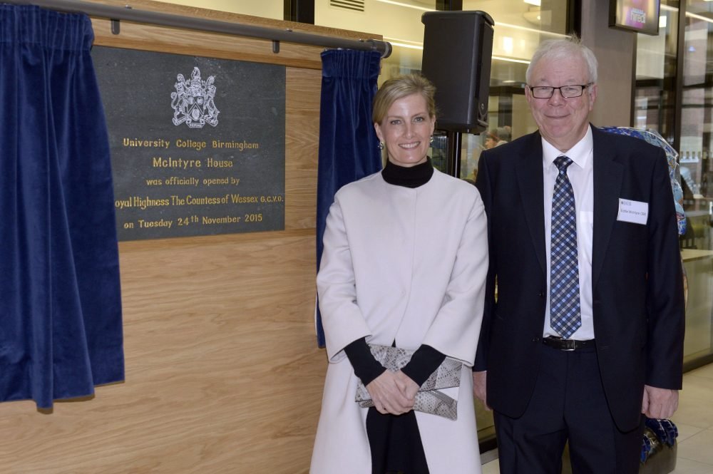 Unveiling a plaque to mark the opening, Sophie with Dr McIntyre. (Paul Thomas Photographic Ltd courtesy of UCB)
