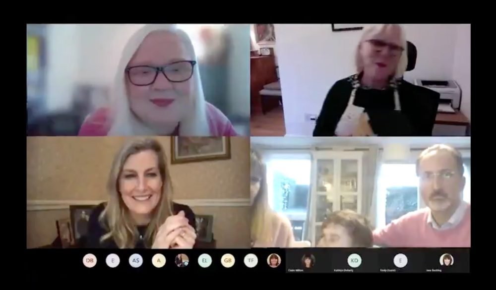 The Countess of Wessex takes part in a craft call with the RNIB; she is involved with a number of charities supporting the blind and visually impaired (@RNIB video)